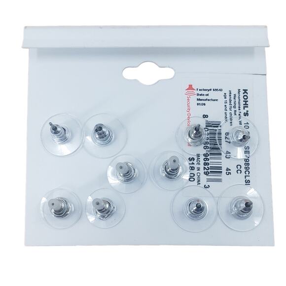 3/15 LC Lauren Conrad Earrings 5 Pairs Silver-tone Rhinestone Pearl Hearts - Picture 2 of 3